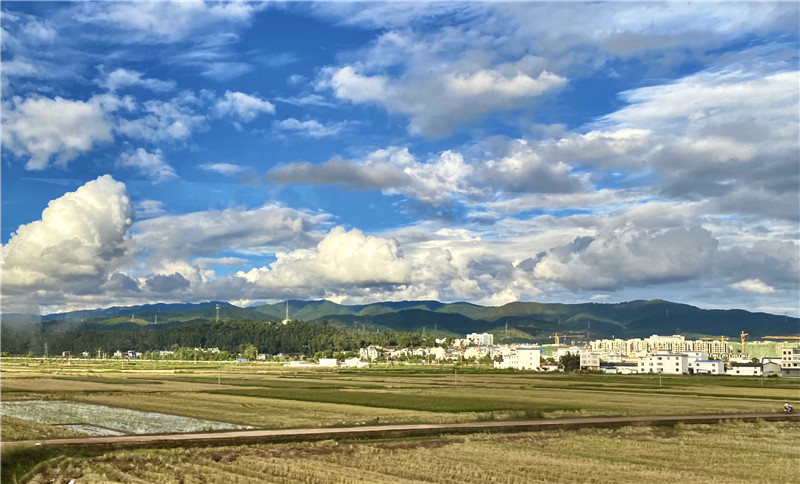 斑斕、七彩橋、草原、余輝(圖1)